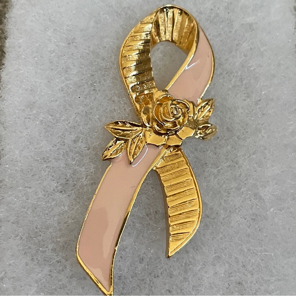 2 Avon Breast Cancer Awareness Ribbon Pins One large and one small both …